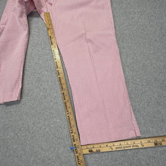 Vtg Lilly Pulitzer Capri Pants Womens 12 Seersucker Pink Wht Stripe Stretch Crop - Picture 12 of 15